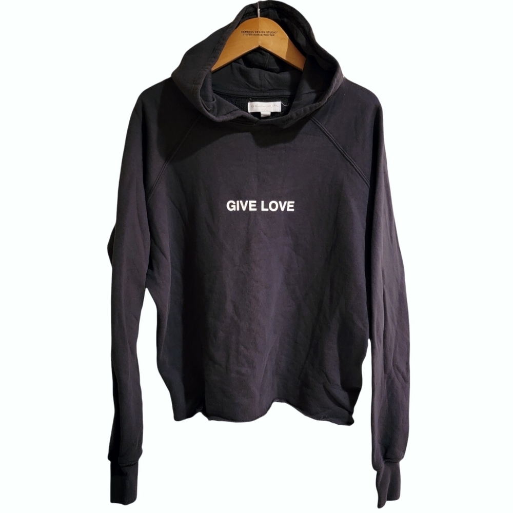 Spiritual Gangster Give Love Cropped Hoodie Raw Hem Sweatshirt Pullover XS